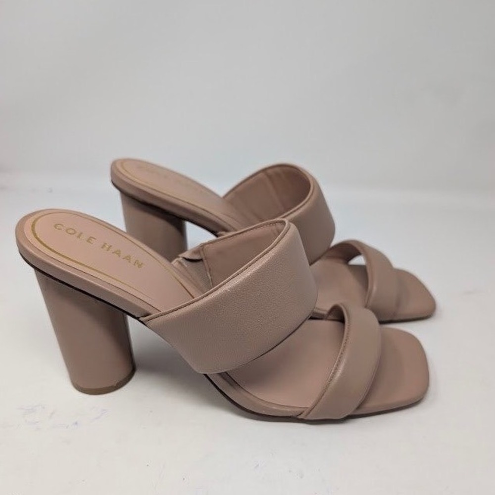 Cole Haan Reina Two Band Leather sandals Heels open toe tan sz‎ 10